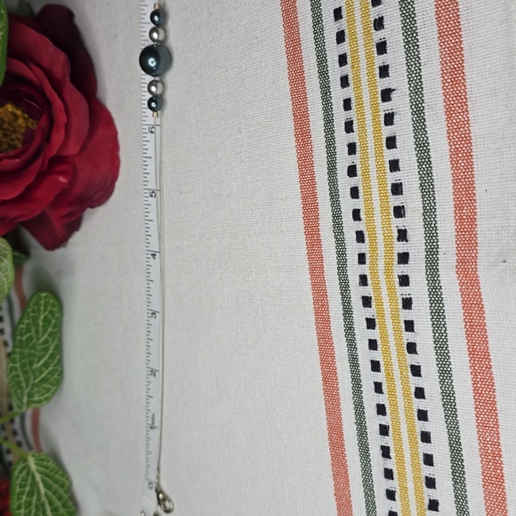 Silver Tone Blue and Gray Faux Pearl Illusion Choker Necklace - Picture 6 of 7